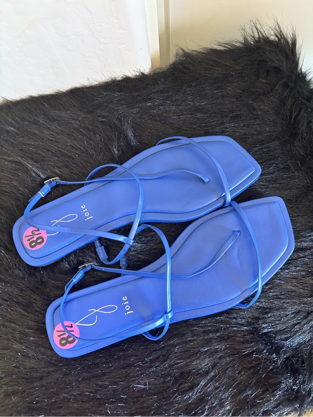 NWT Joie Electric Blue Strappy Square-Toe Sandals, Size 8.5